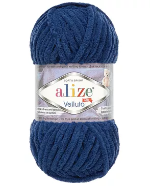 Пряжа Alize 'Velluto' 100гр. 68м. (100% микрополиэстер) (58 полуночный синий) арт. АРС-65008-1-АРС0001313374