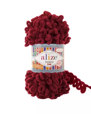 Пряжа Alize 'Puffy Fine' 100г 14м (100% микрополиэстер) (107 вишня) арт. АРС-44066-1-АРС0001226898