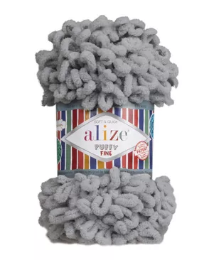 Пряжа Alize 'Puffy Fine' 100г 14м (100% микрополиэстер) (343 угольно-серый) арт. АРС-45097-1-АРС0001176622