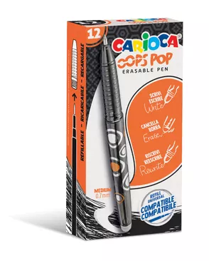 "Carioca" Ручка гелевая пиши-стирай "OOPS" 1 мм 12 шт. арт. ГММ-113358-3-ГММ098479932404