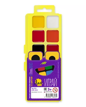 Краска акварель "Лео" "Играй" Краски акварельные без кисти LPW-0112 12 цв. арт. ГММ-106168-1-ГММ073277536404