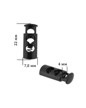 Фиксатор для шнура металл TBY OR.0305-5123 (7,8х22мм, отв.4мм) цв. мат.черный уп. 100шт арт. МГ-121723-1-МГ0740021