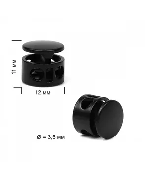 Фиксатор для шнура металл TBY OR.0305-5356 (11х12мм, 2отв.3,5мм) цв.мат.черный уп.100шт арт. МГ-121728-1-МГ0961447