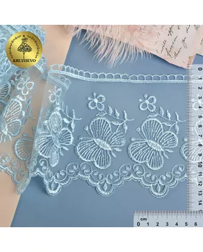 Кружево на жесткой сетке Exclusive 3BS228W1 ш.12см цв.B1515 голубой арт. МГ-72822-1-МГ0600416