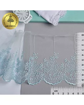 Кружево на сетке KRUZHEVO ш.10см цв.07 голубой арт. МГ-81285-1-МГ0743463
